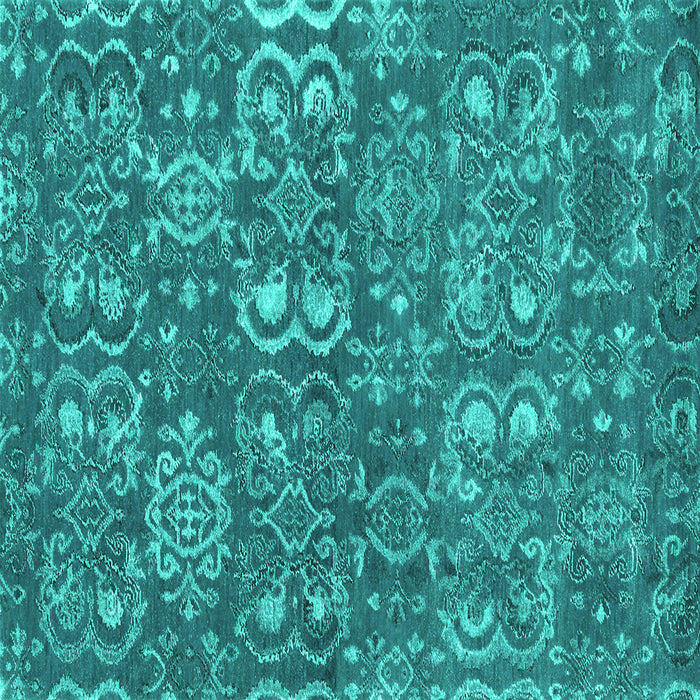 Square Machine Washable Abstract Turquoise Contemporary Area Rugs, wshcon1530turq