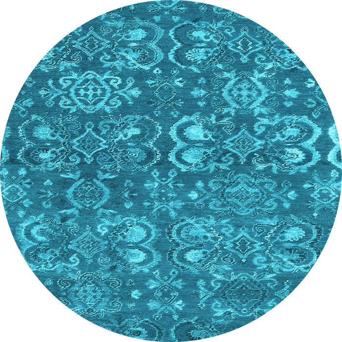 Round Abstract Light Blue Contemporary Rug, con1530lblu