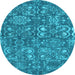 Round Abstract Light Blue Contemporary Rug, con1530lblu