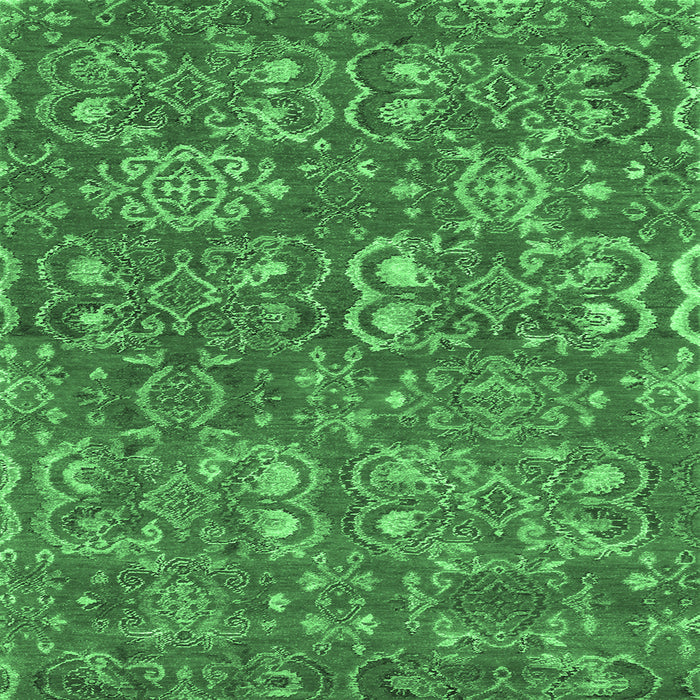 Square Machine Washable Abstract Emerald Green Contemporary Area Rugs, wshcon1530emgrn