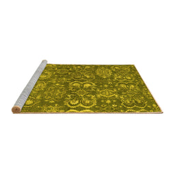 Sideview of Machine Washable Abstract Yellow Contemporary Rug, wshcon1530yw