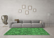 Machine Washable Abstract Emerald Green Contemporary Area Rugs in a Living Room,, wshcon1530emgrn