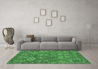 Machine Washable Abstract Emerald Green Contemporary Rug, wshcon1530emgrn