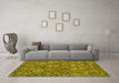 Machine Washable Abstract Yellow Contemporary Rug in a Living Room, wshcon1530yw