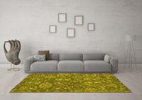 Machine Washable Abstract Yellow Contemporary Rug, wshcon1530yw