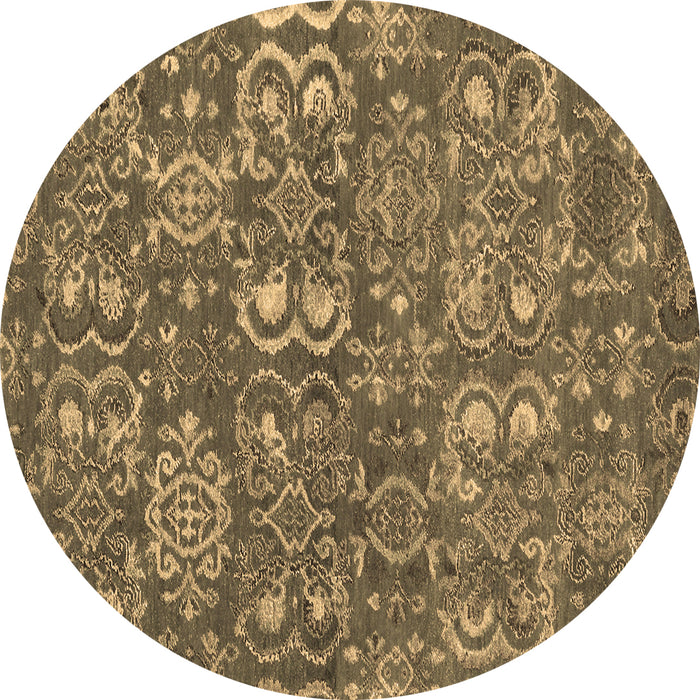 Round Abstract Brown Contemporary Rug, con1530brn