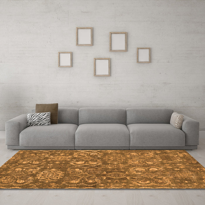Machine Washable Abstract Orange Contemporary Area Rugs in a Living Room, wshcon1530org