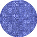 Round Abstract Blue Contemporary Rug, con1530blu