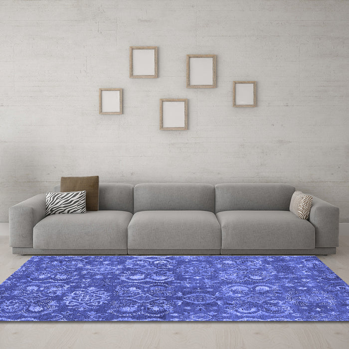 Machine Washable Abstract Blue Contemporary Rug in a Living Room, wshcon1530blu
