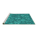 Sideview of Machine Washable Abstract Turquoise Contemporary Area Rugs, wshcon1530turq