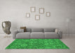 Machine Washable Abstract Green Contemporary Area Rugs in a Living Room,, wshcon1530grn