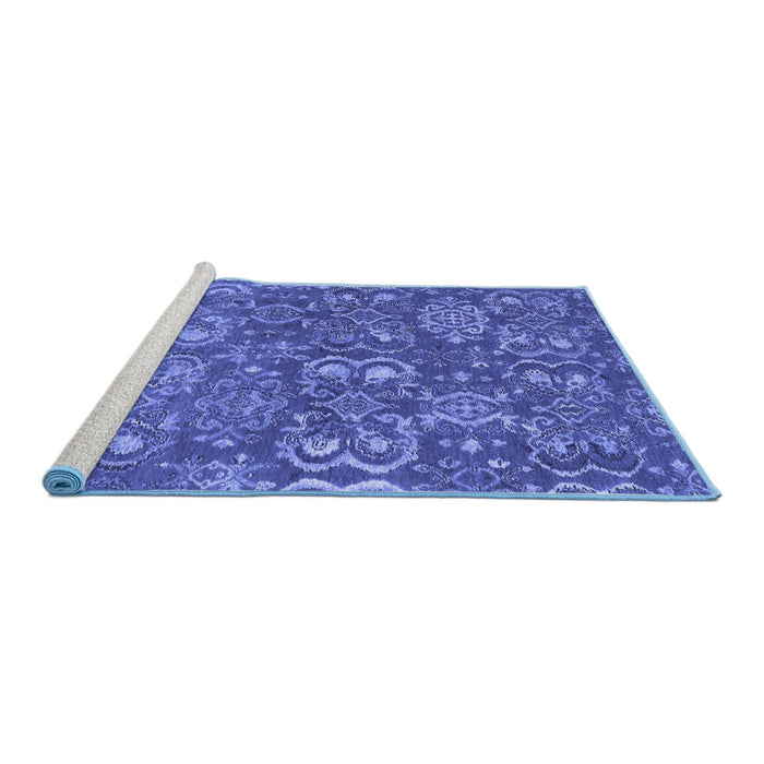 Sideview of Machine Washable Abstract Blue Contemporary Rug, wshcon1530blu