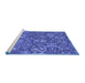 Sideview of Machine Washable Abstract Blue Contemporary Rug, wshcon1530blu