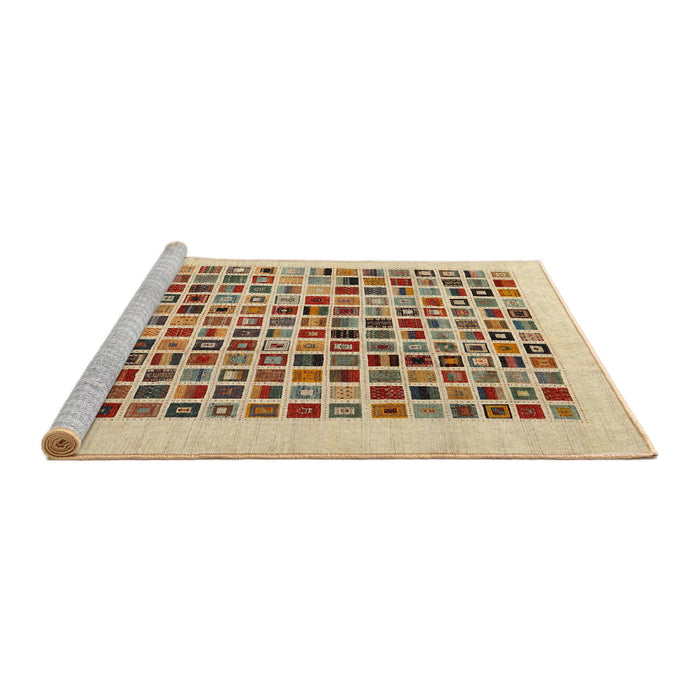 Serging Thickness of Machine Washable Contemporary Brown Gold Rug, wshcon1531