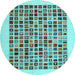 Round Machine Washable Abstract Light Blue Contemporary Rug, wshcon1531lblu