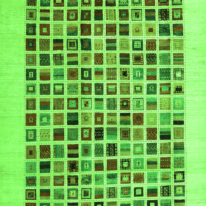 Serging Thickness of Machine Washable Abstract Green Contemporary Area Rugs, wshcon1531grn