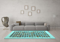 Machine Washable Abstract Light Blue Contemporary Rug, wshcon1531lblu