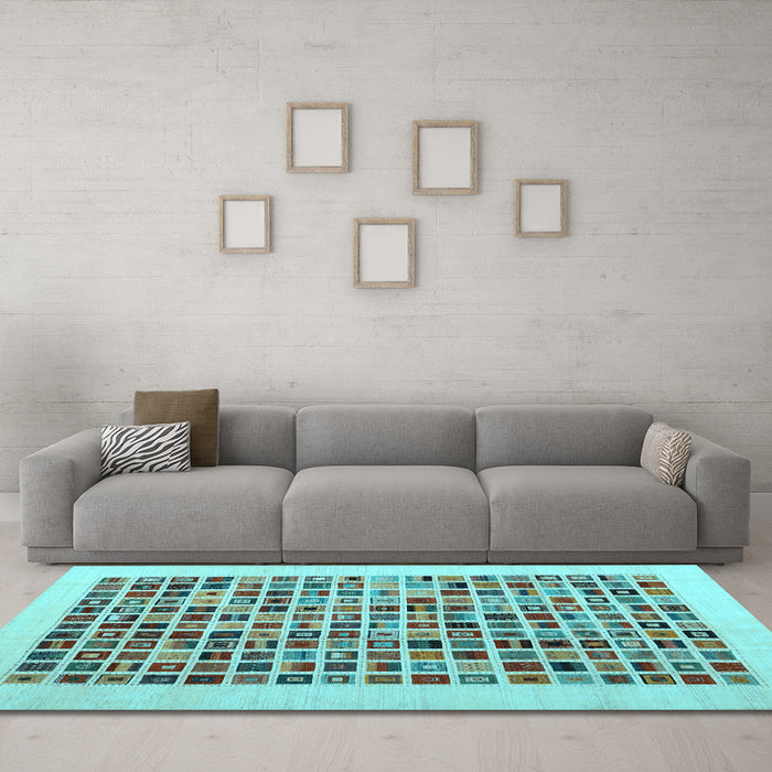 Machine Washable Abstract Light Blue Contemporary Rug in a Living Room, wshcon1531lblu