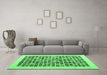 Machine Washable Abstract Emerald Green Contemporary Area Rugs in a Living Room,, wshcon1531emgrn