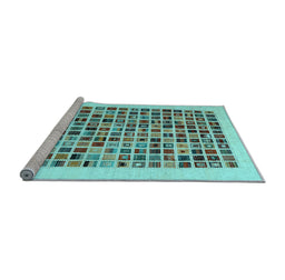 Sideview of Machine Washable Abstract Light Blue Contemporary Rug, wshcon1531lblu