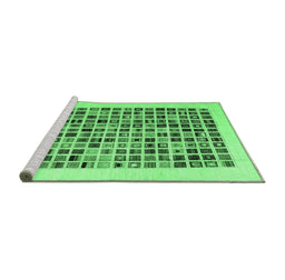 Sideview of Machine Washable Abstract Emerald Green Contemporary Area Rugs, wshcon1531emgrn