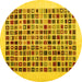 Round Abstract Yellow Contemporary Rug, con1531yw