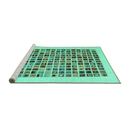 Sideview of Machine Washable Abstract Turquoise Contemporary Area Rugs, wshcon1531turq