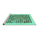 Sideview of Machine Washable Abstract Turquoise Contemporary Area Rugs, wshcon1531turq