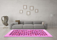 Machine Washable Abstract Pink Contemporary Rug, wshcon1531pnk