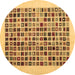 Round Abstract Brown Contemporary Rug, con1531brn