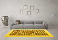 Machine Washable Abstract Yellow Contemporary Rug, wshcon1531yw