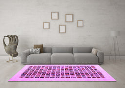 Machine Washable Abstract Purple Contemporary Area Rugs in a Living Room, wshcon1531pur