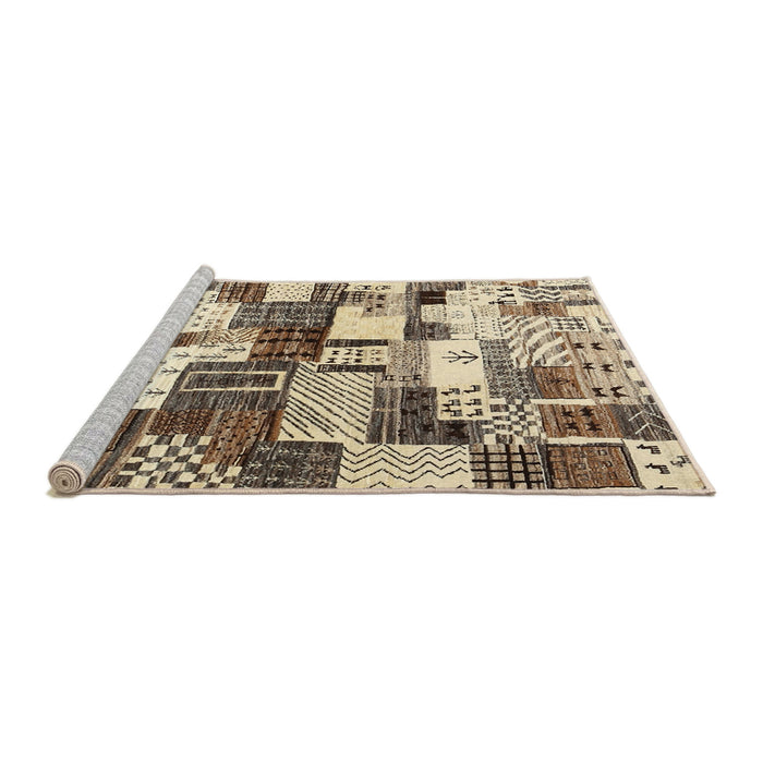 Serging Thickness of Machine Washable Contemporary Sepia Brown Rug, wshcon1532