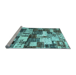 Sideview of Machine Washable Southwestern Light Blue Country Rug, wshcon1532lblu
