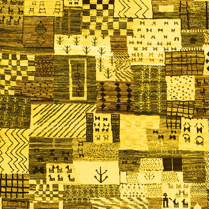 Machine Washable Southwestern Yellow Country Rug, wshcon1532yw