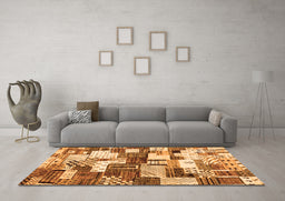 Machine Washable Southwestern Orange Country Area Rugs in a Living Room, wshcon1532org