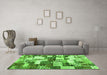 Machine Washable Southwestern Green Country Area Rugs in a Living Room,, wshcon1532grn