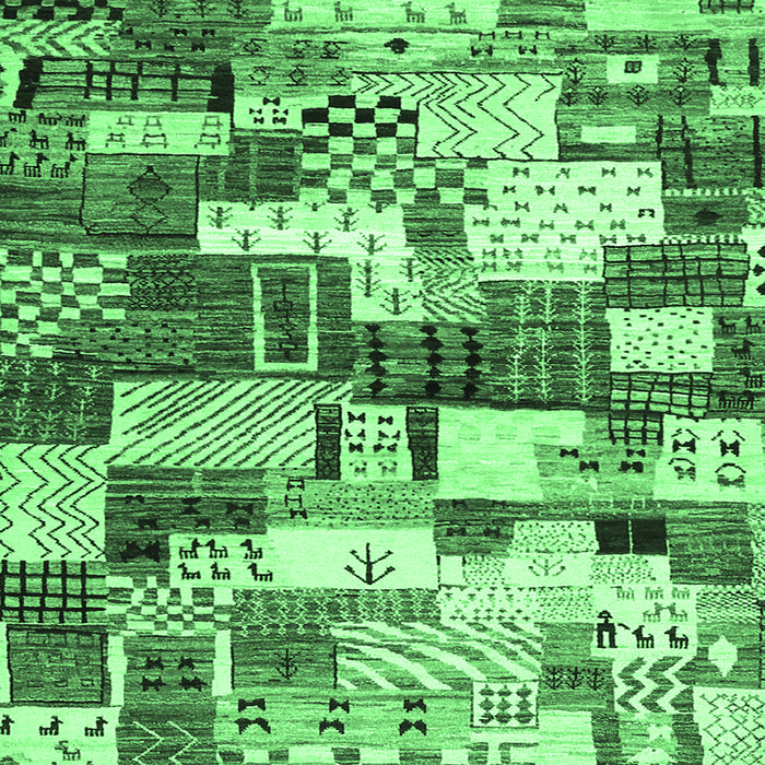 Square Southwestern Emerald Green Country Rug, con1532emgrn