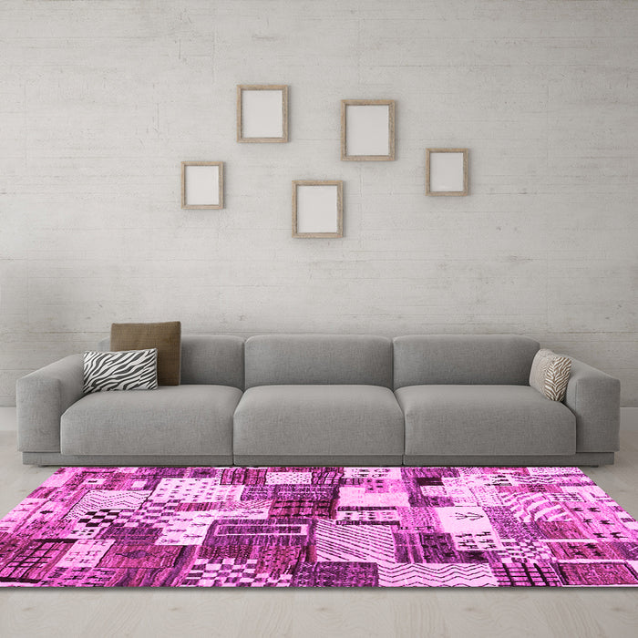 Machine Washable Southwestern Pink Country Rug in a Living Room, wshcon1532pnk