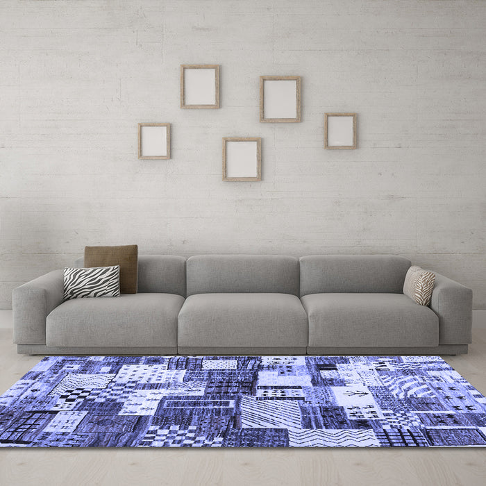Machine Washable Southwestern Blue Country Rug in a Living Room, wshcon1532blu