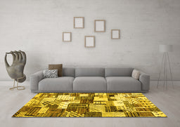 Machine Washable Southwestern Yellow Country Rug in a Living Room, wshcon1532yw