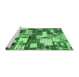 Sideview of Machine Washable Southwestern Emerald Green Country Area Rugs, wshcon1532emgrn