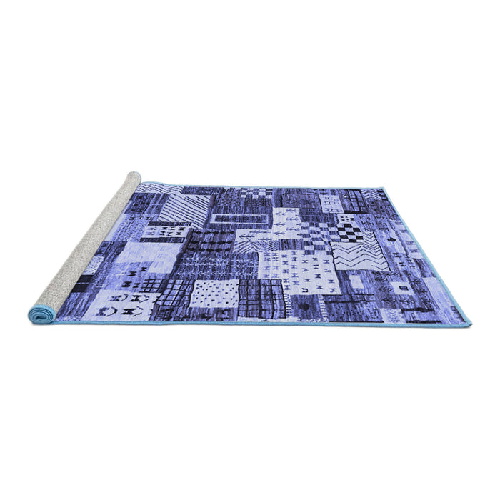 Sideview of Machine Washable Southwestern Blue Country Rug, wshcon1532blu