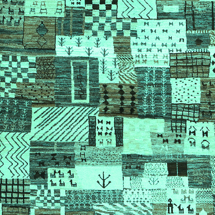 Machine Washable Southwestern Turquoise Country Area Rugs, wshcon1532turq