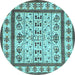 Round Machine Washable Abstract Light Blue Contemporary Rug, wshcon1533lblu