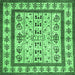 Square Machine Washable Abstract Emerald Green Contemporary Area Rugs, wshcon1533emgrn