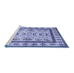 Sideview of Machine Washable Abstract Blue Contemporary Rug, wshcon1533blu
