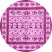 Round Abstract Pink Contemporary Rug, con1533pnk