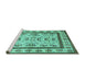 Sideview of Machine Washable Abstract Turquoise Contemporary Area Rugs, wshcon1533turq