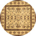 Round Machine Washable Abstract Brown Contemporary Rug, wshcon1533brn